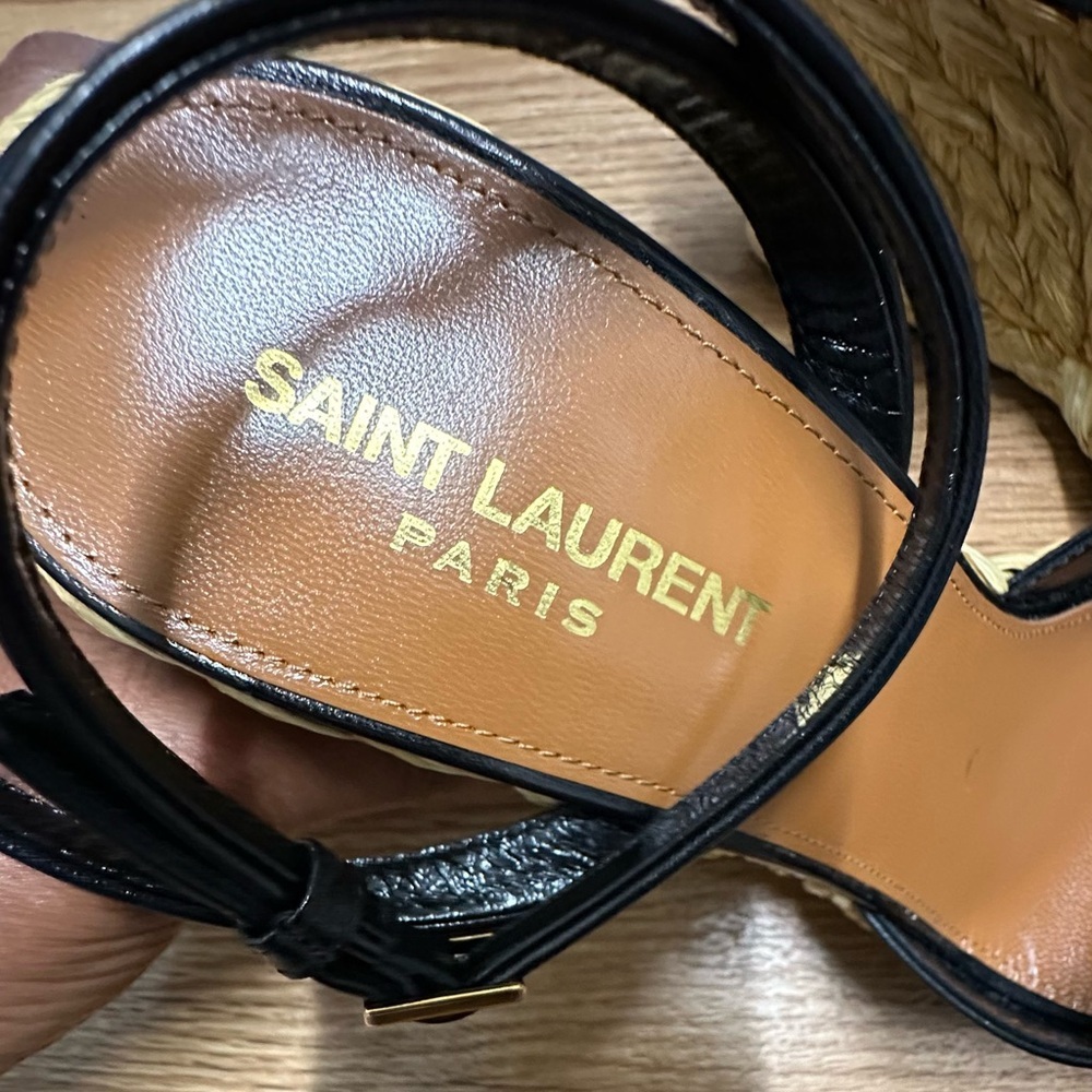 SAINT LAURENT Paloma Black Wedge Sandals - Picture 9 of 16